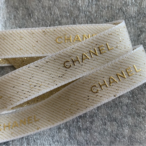 100% Genuine Chanel Ribbon dark Pink & gold 2 Yards 6 feet 72 inches - Picture 3 of 9